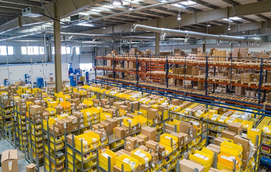 Warehouse operative moving pallets with a forklift